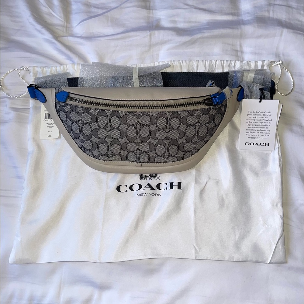 Coach Cream and Blue Belt Bag